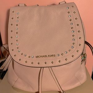 Pink Michael Kors Backpack with Keychain